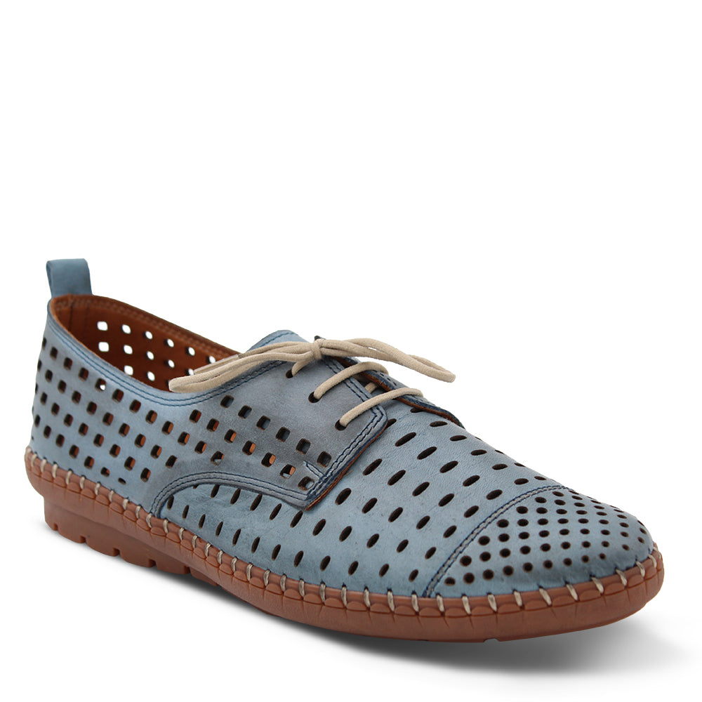 Cabello Kroon Women's Flat Lace Up Shoes Denim Blue