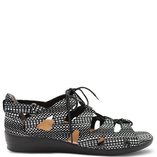 Ziera Dafnee Women's Flat Sandals Black & White