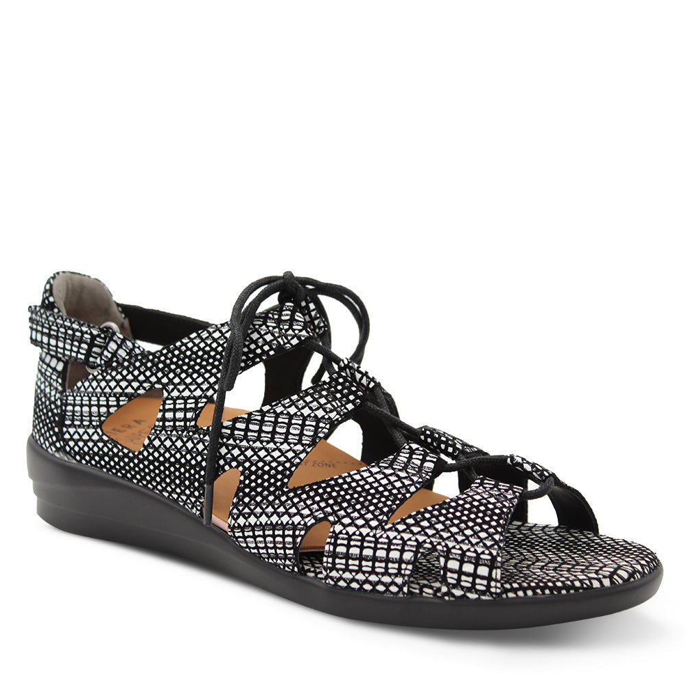 Ziera Dafnee Women's Flat Sandals Black & White
