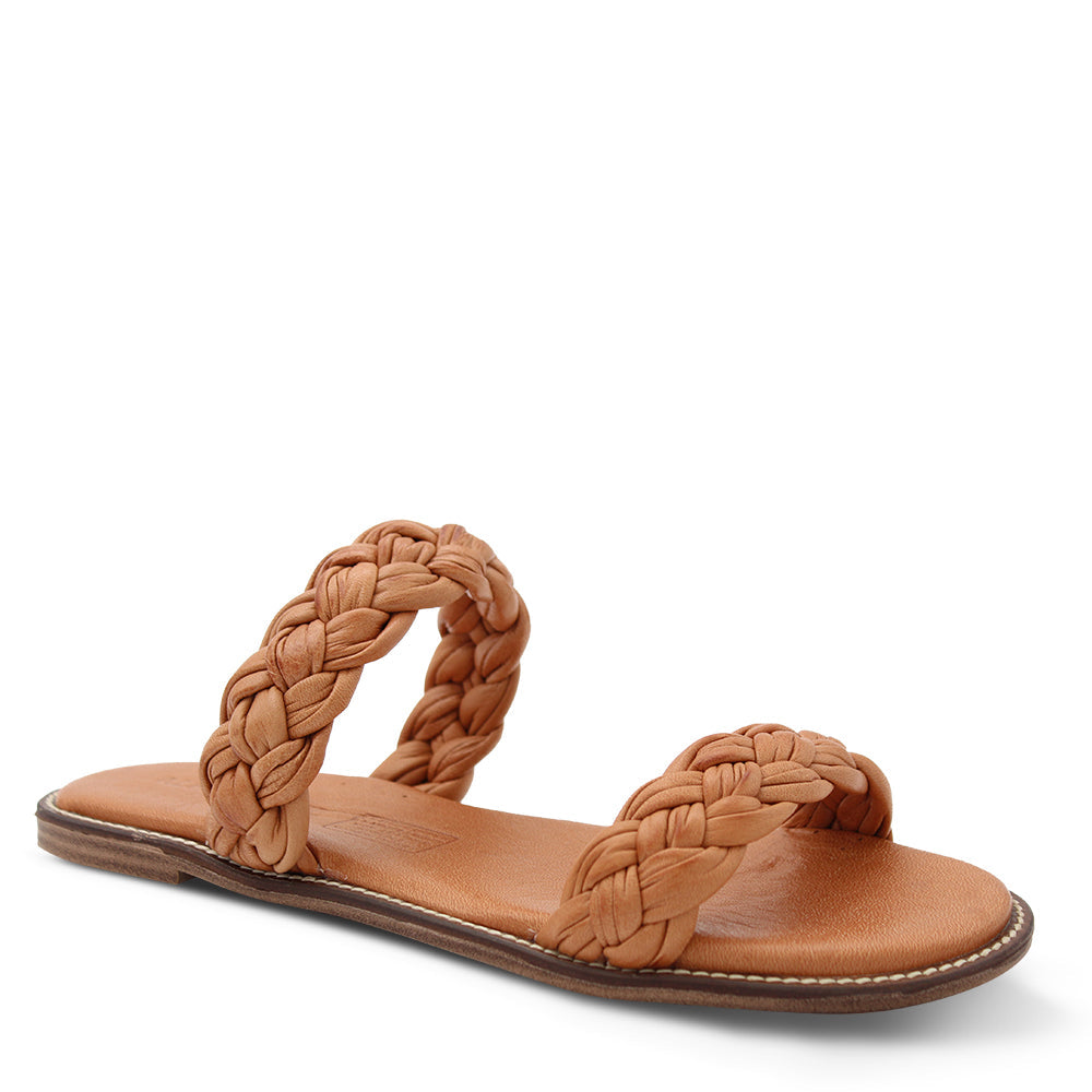 Alfie & Evie Wink Women's Leather Slides Tan Coconut