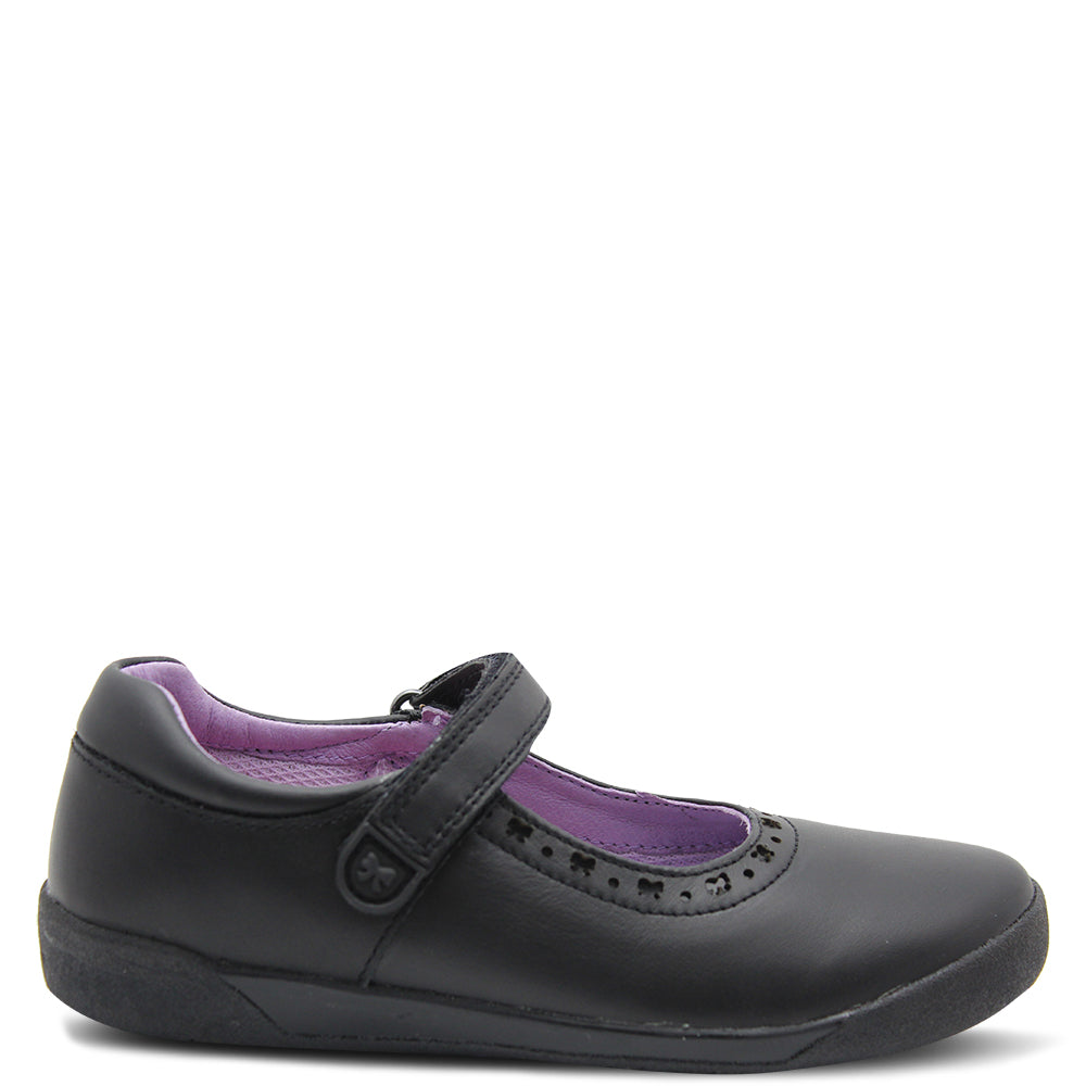 Clarks Bow Girls Velcro Black School Shoe