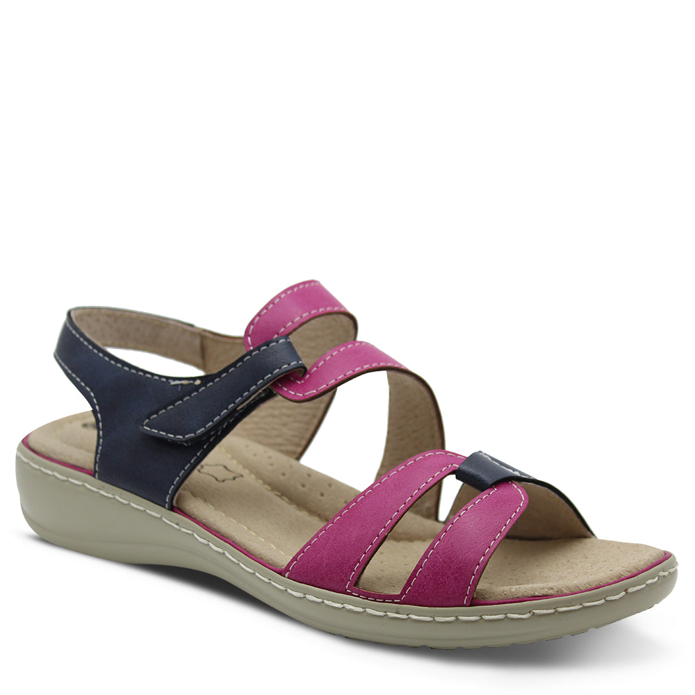 Comfort Leisure Bella Women's Navy/Pink Flat Sandal