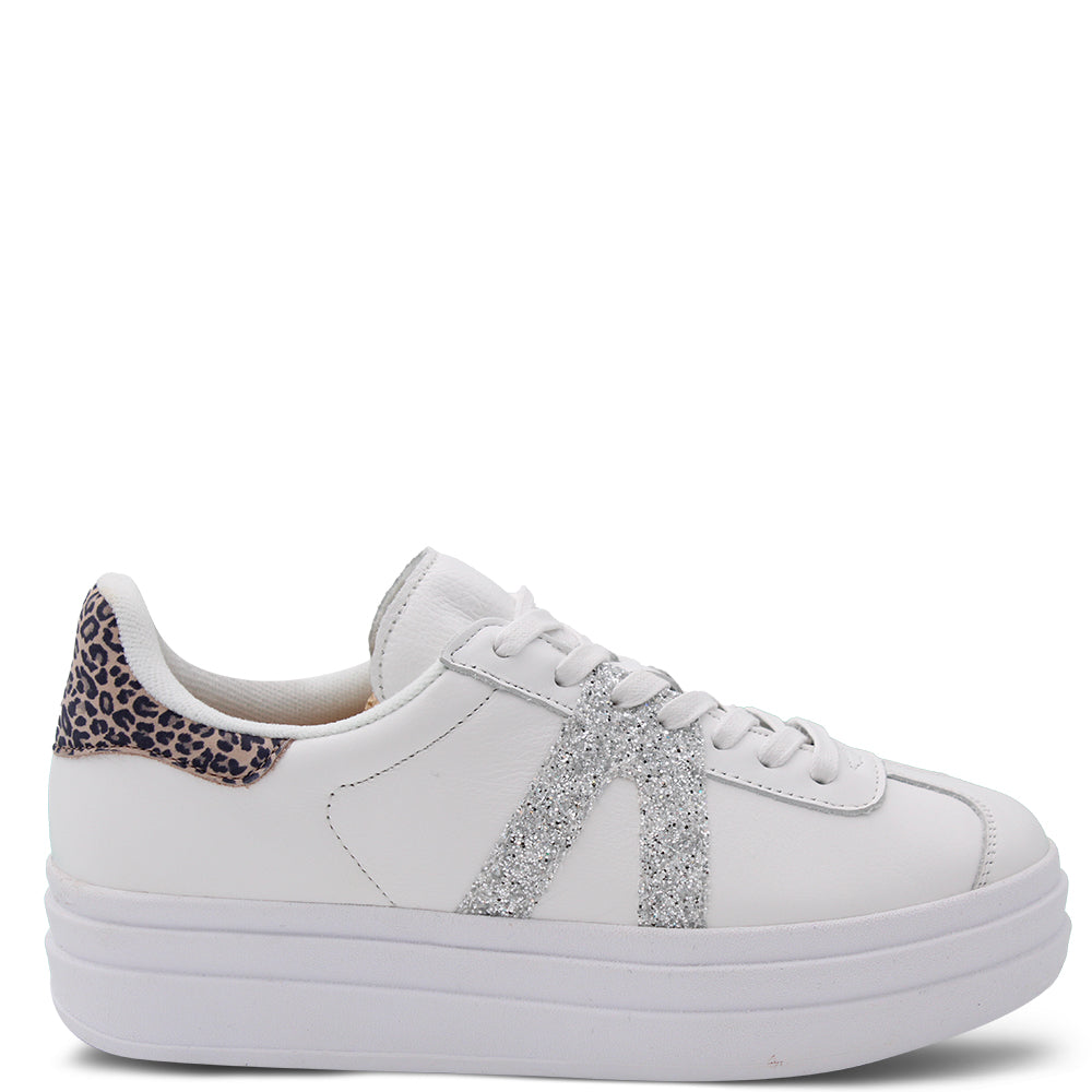 Alfie & Evie Island Women's Platform Sneaker White Glitter