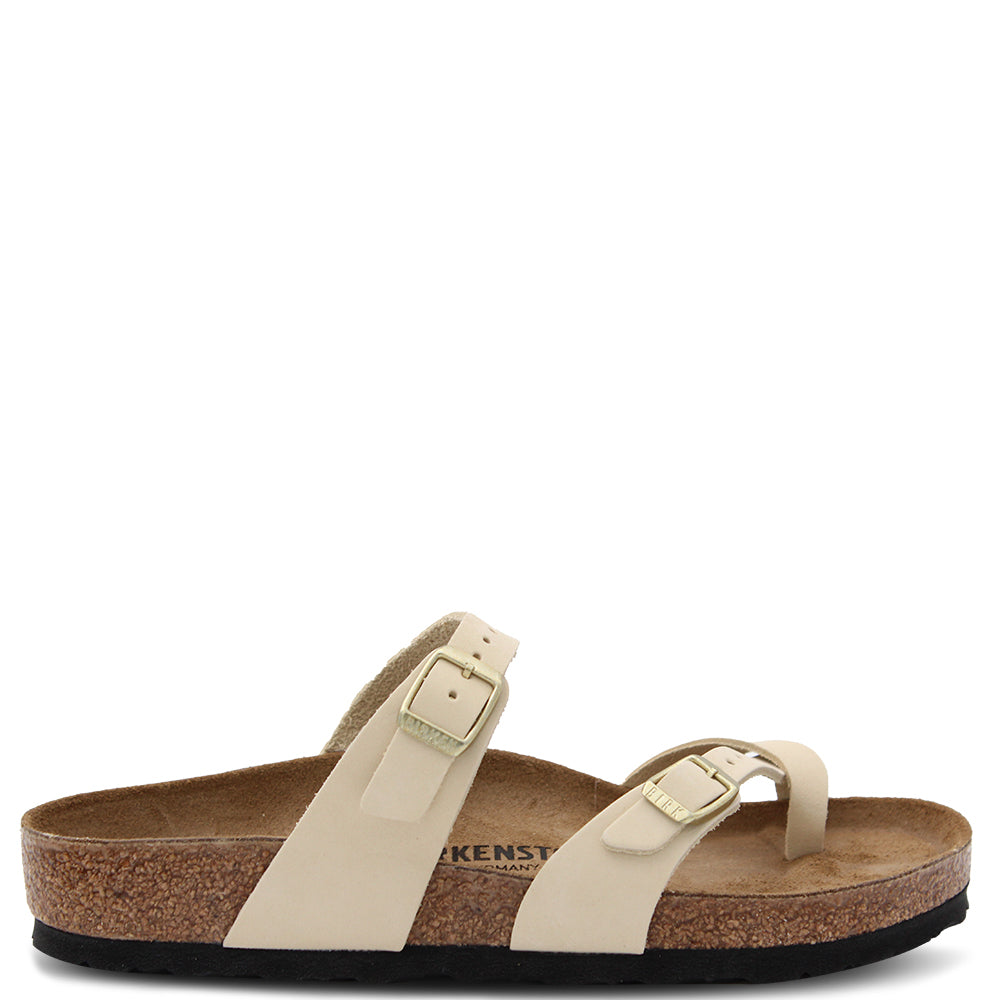 Birkenstock Mayari Nubuck Leather Thongs Ecru