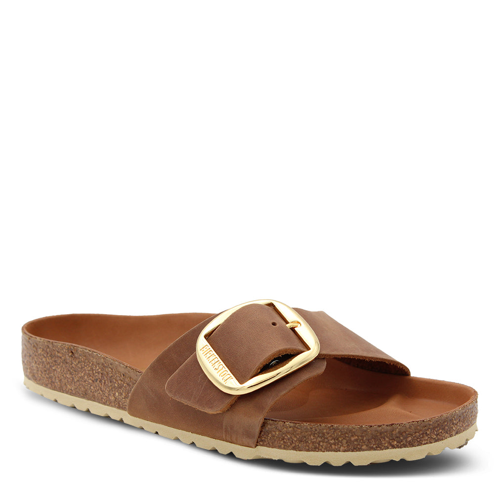 Birkenstock Madrid Big Buckle Womens Slides Cognac
