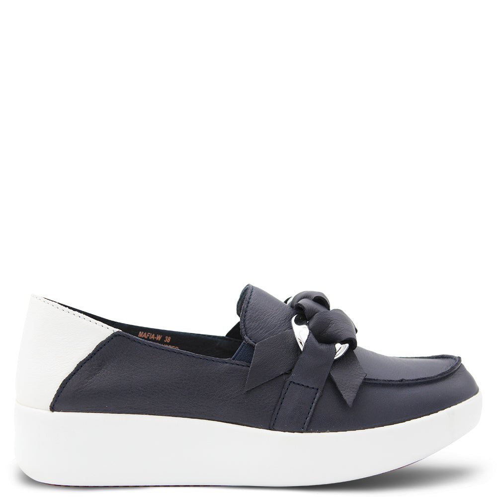 Alfie & Evie Mafia Women's Platform Sneaker  Loafer Navy