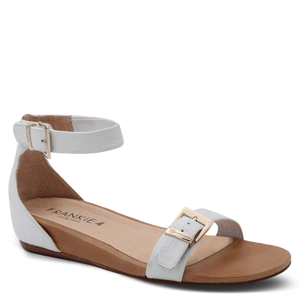 Frankie4 Megan White Croc Flat Women's Sandal
