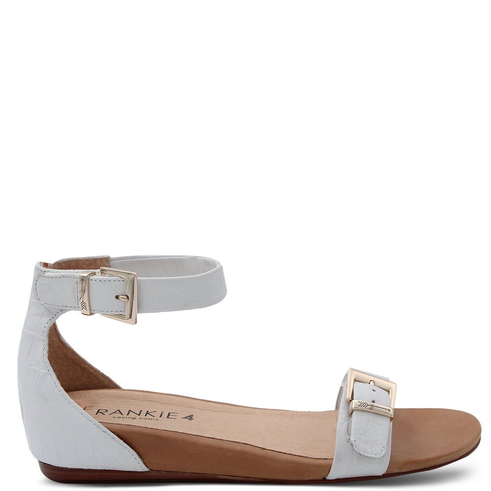 Frankie4 Megan White Croc Flat Women's Sandal