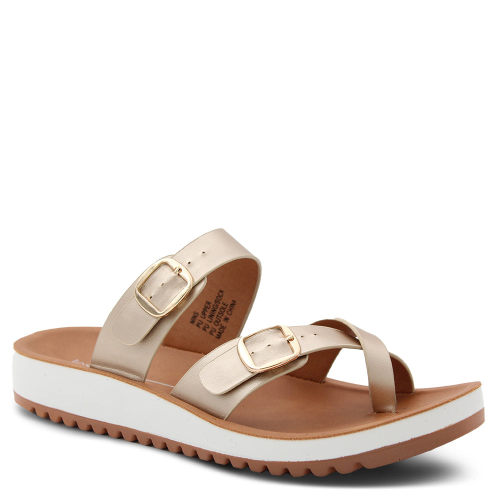 Los Cabos Nins women's summer slides Champagne