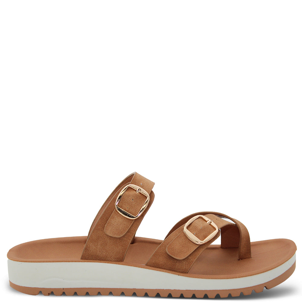 Los Cabos Nins women's summer slides Tan