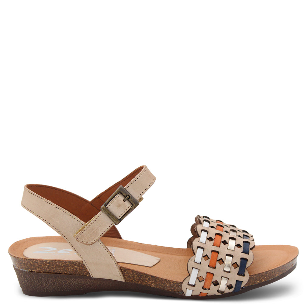 Zeta Odette Womens Flat Sandals Beige Multi