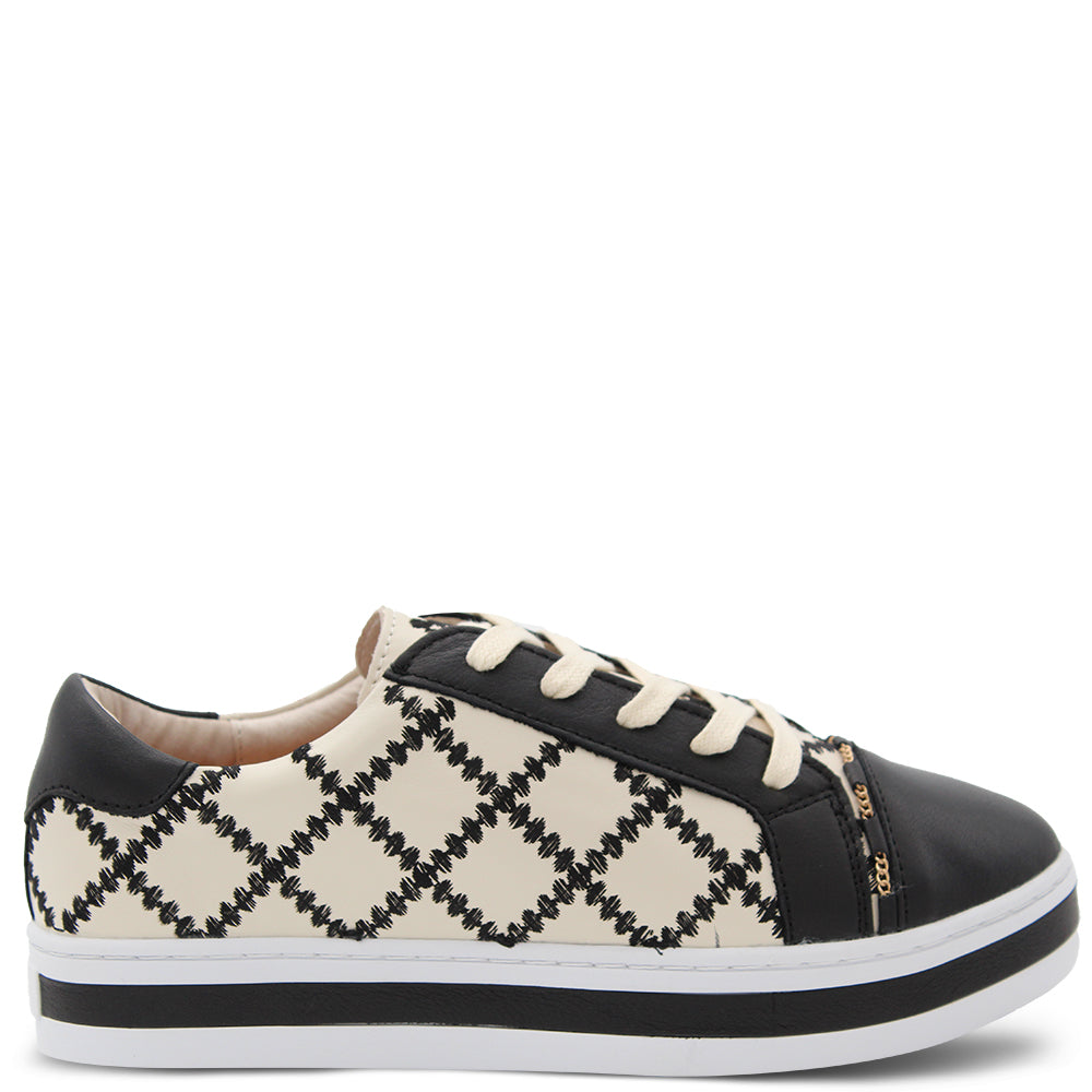 Alfie & Evie Pleat Womens Platform Sneakers Black Cream
