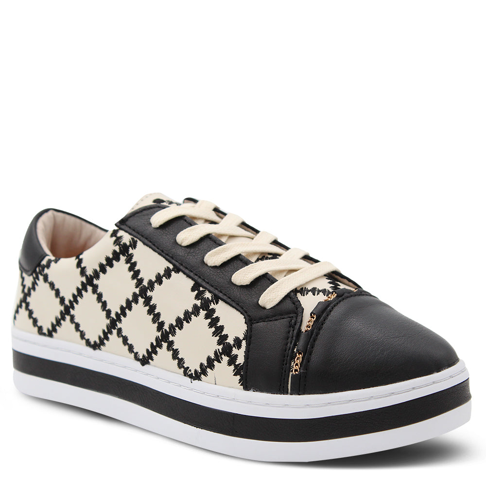 Alfie & Evie Pleat Womens Platform Sneakers Black Cream