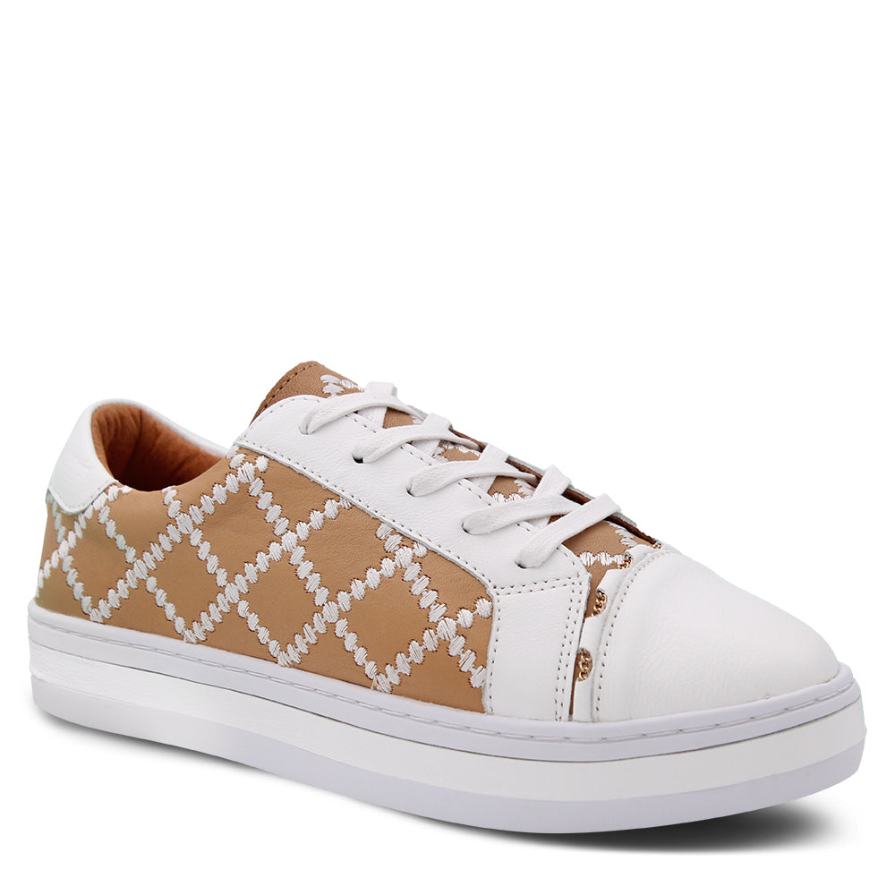 Alfie & Evie Pleat Womens Platform Sneakers Camel White
