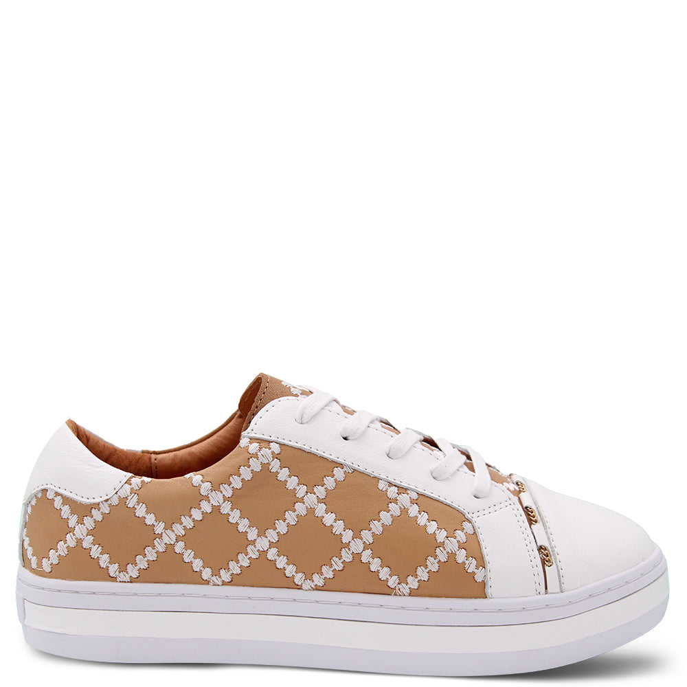 Alfie & Evie Pleat Womens Platform Sneakers Camel White