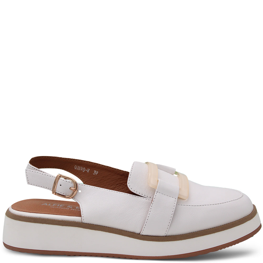 Alfie & Evie Quavo Women's Sling Back Loafer White
