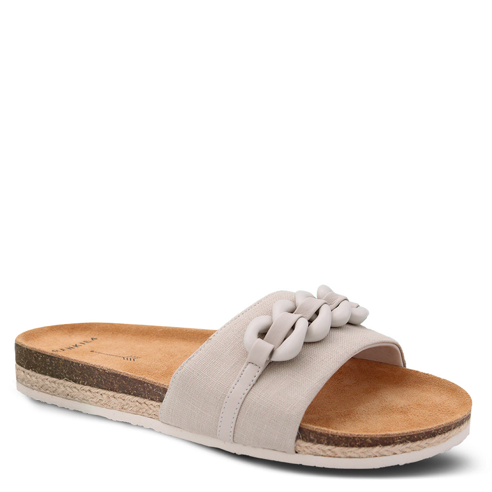 Frankie4 Quinn womens flat slide linen
