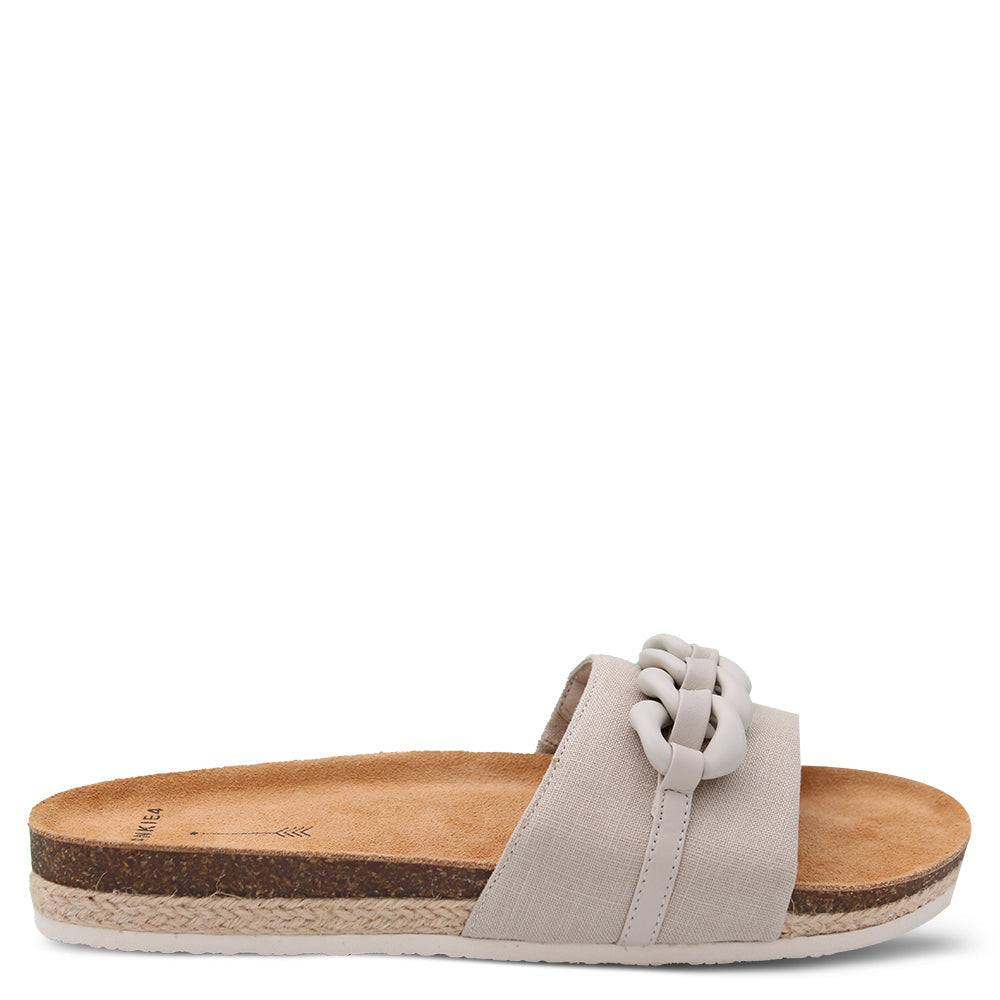 Frankie4 Quinn womens flat slide linen
