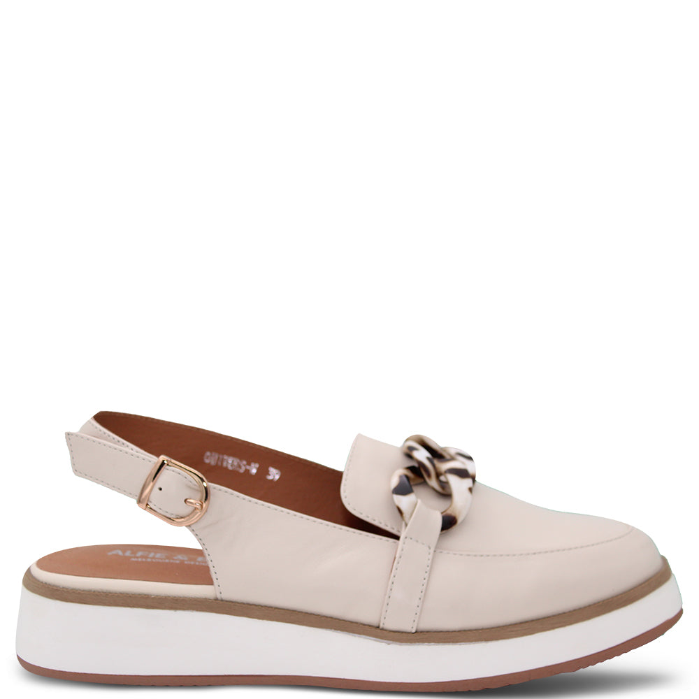 Alfie & Evie Quivers Women's Sling back Loafers Vanilla
