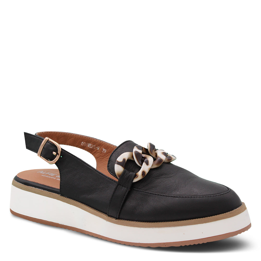 Alfie & Evie Quivers Women's Sling back Loafers Black