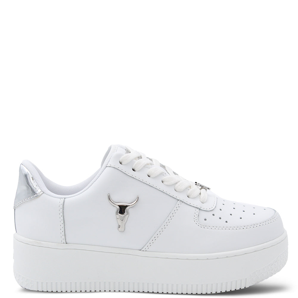 Windsor Smith Rich Women's Platform Sneakers White Silver