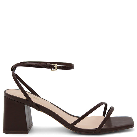 Verali Stevie Women's Block Heels Chocolate high-heeled sandal with thin straps 