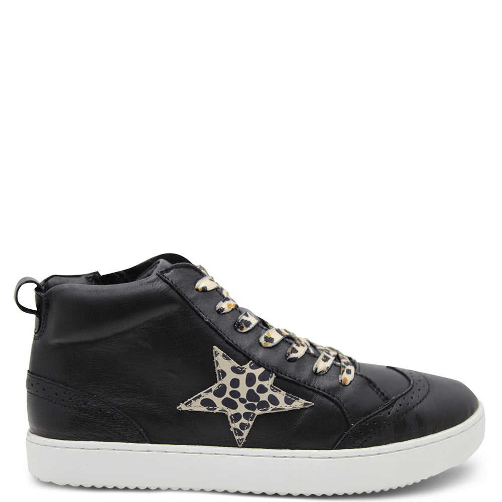 Alfie & Evie Vanity Womens Sneakers Black/Animal Print
