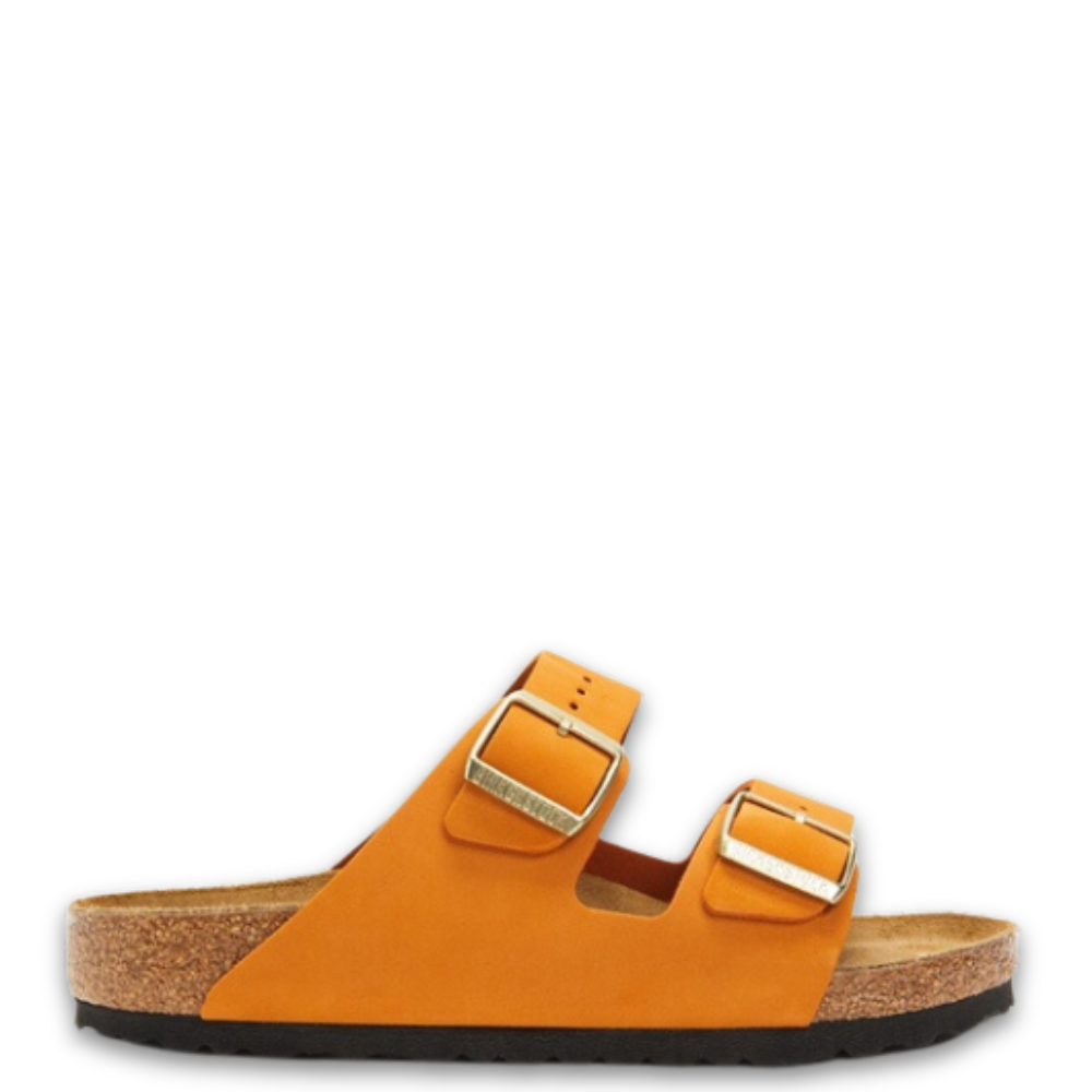 Arizona Nubuck Leather Slides Burnt Orange
