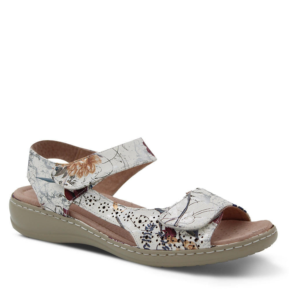 Comfort Leisure Fiona Women's Flat Sandal White Floral