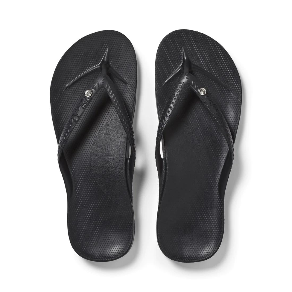 Archies Arch Support Thongs with Crystal Embellishment Black