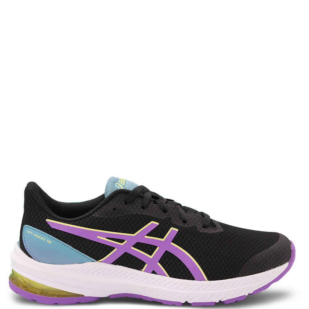 Asics Gt1000 12 GS Kids Running Shoes Black Grape