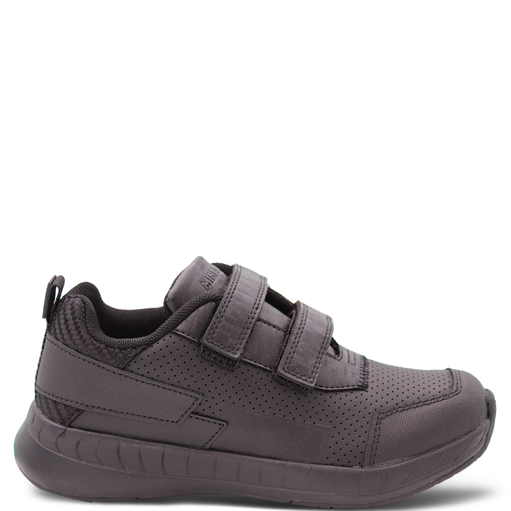 Clarks Hero Velcro School Shoes Black Leather