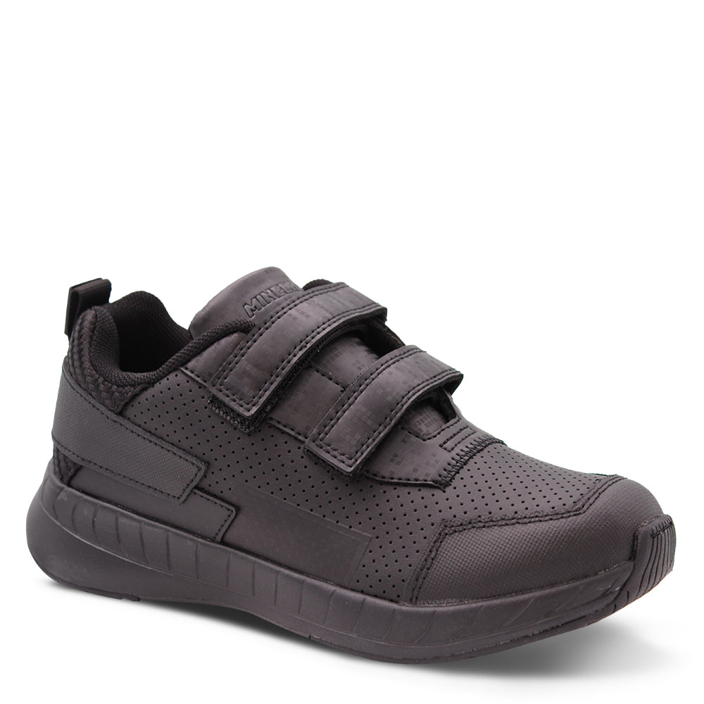 Clarks Hero Velcro School Shoes Black Leather