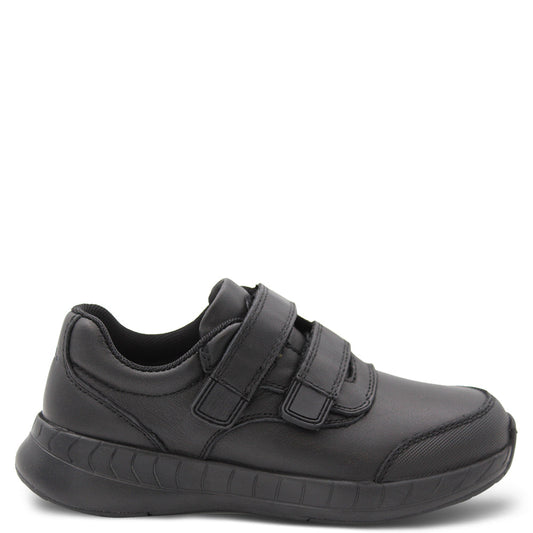 Clarks Hurry Black School Shoes with Velcro
