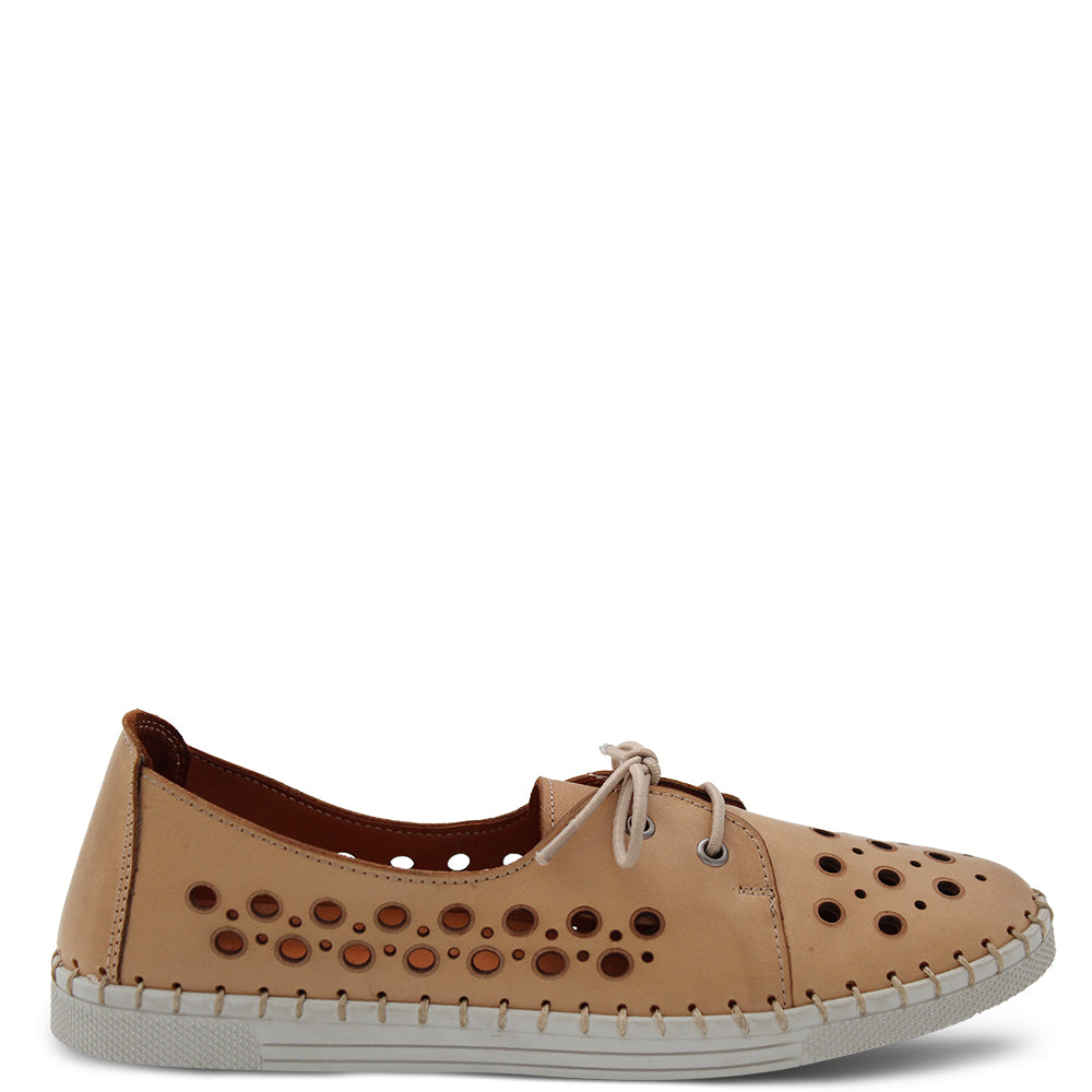 Sala Lady women's casual lace up sneaker shoe tan