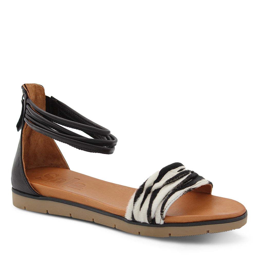Sala Lucille women's flat sandals Black Zebra