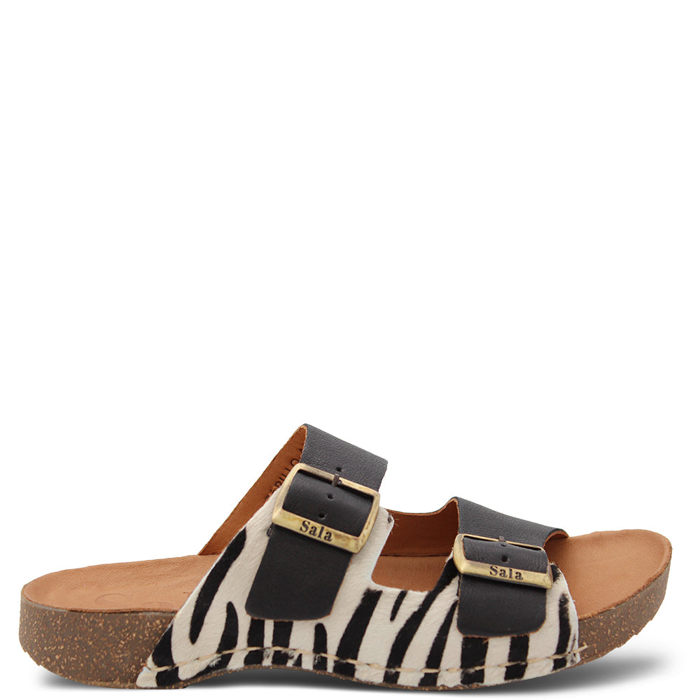 Sala Papillo women's flat slide zebra