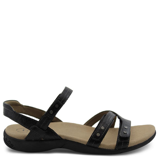 Taos Happy womens flat sandal black