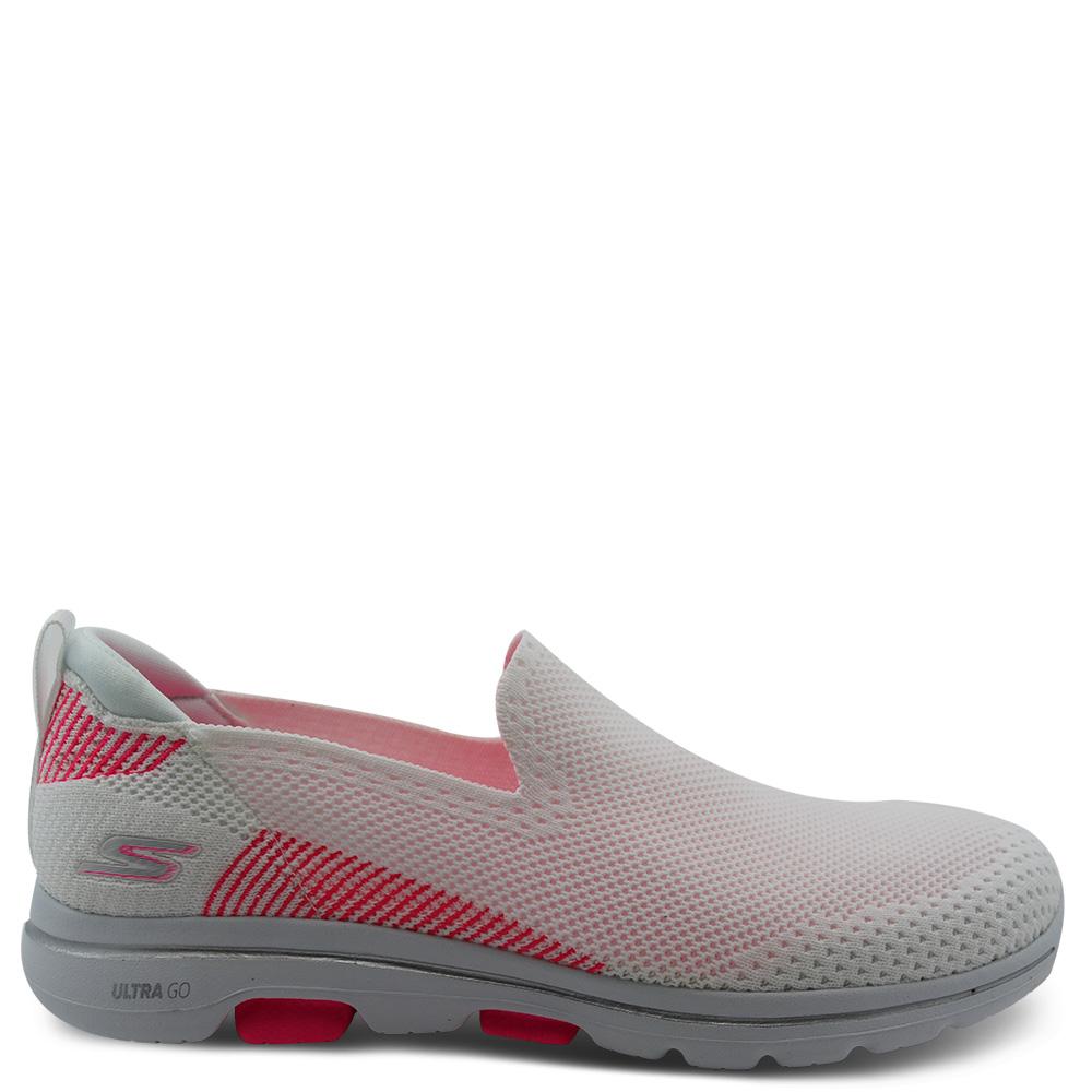 Skechers Prized White/Pink Womens Slip on