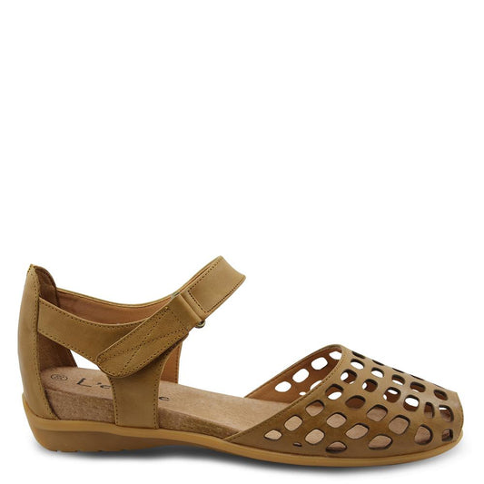 L'eclipse Daquiri womens flat sandal cognac