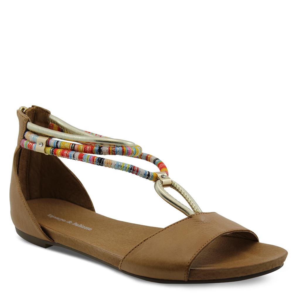 Django & Juliette Jazmin womens flat sandal Tan multi