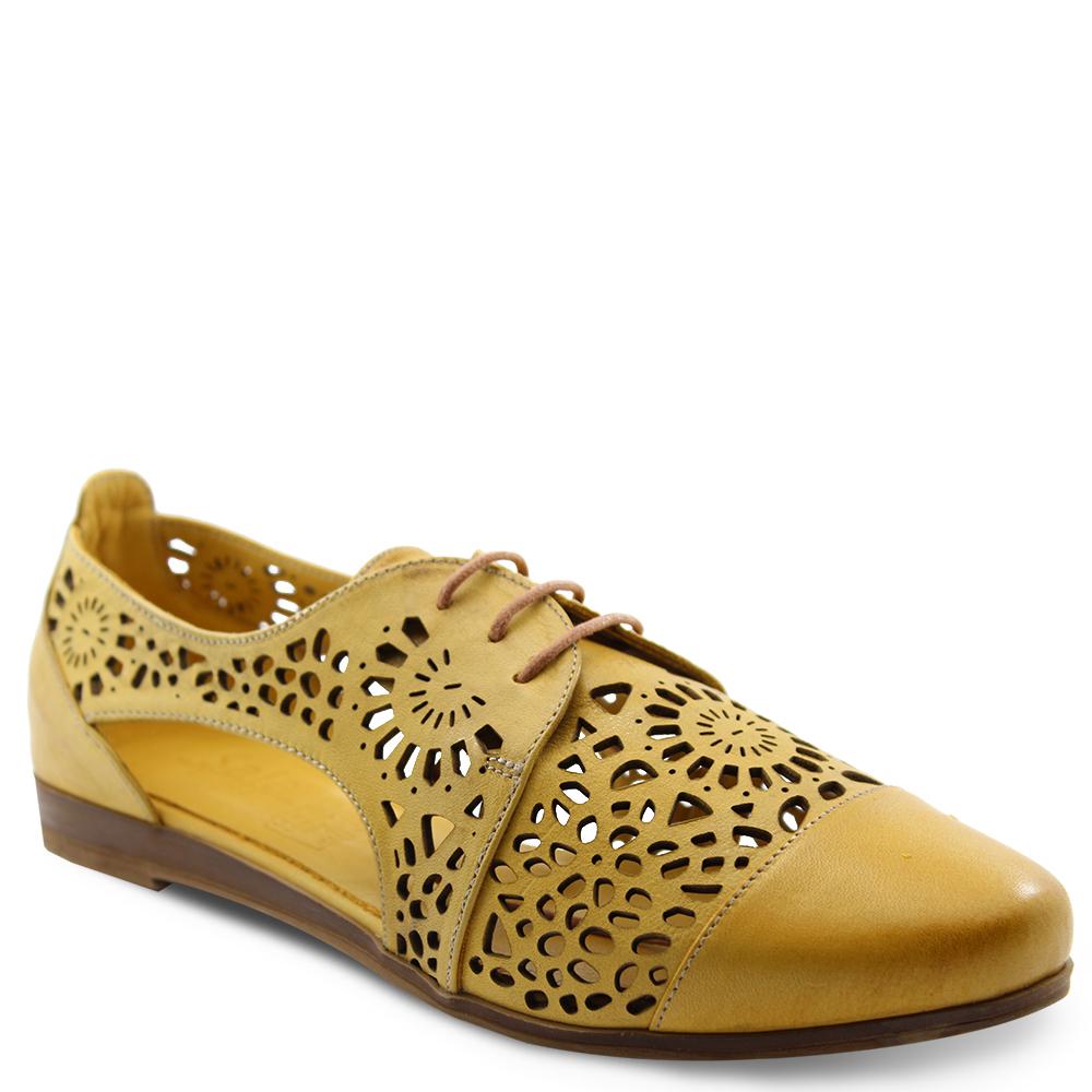 Sala Kate womens flat brogue burnt yellow
