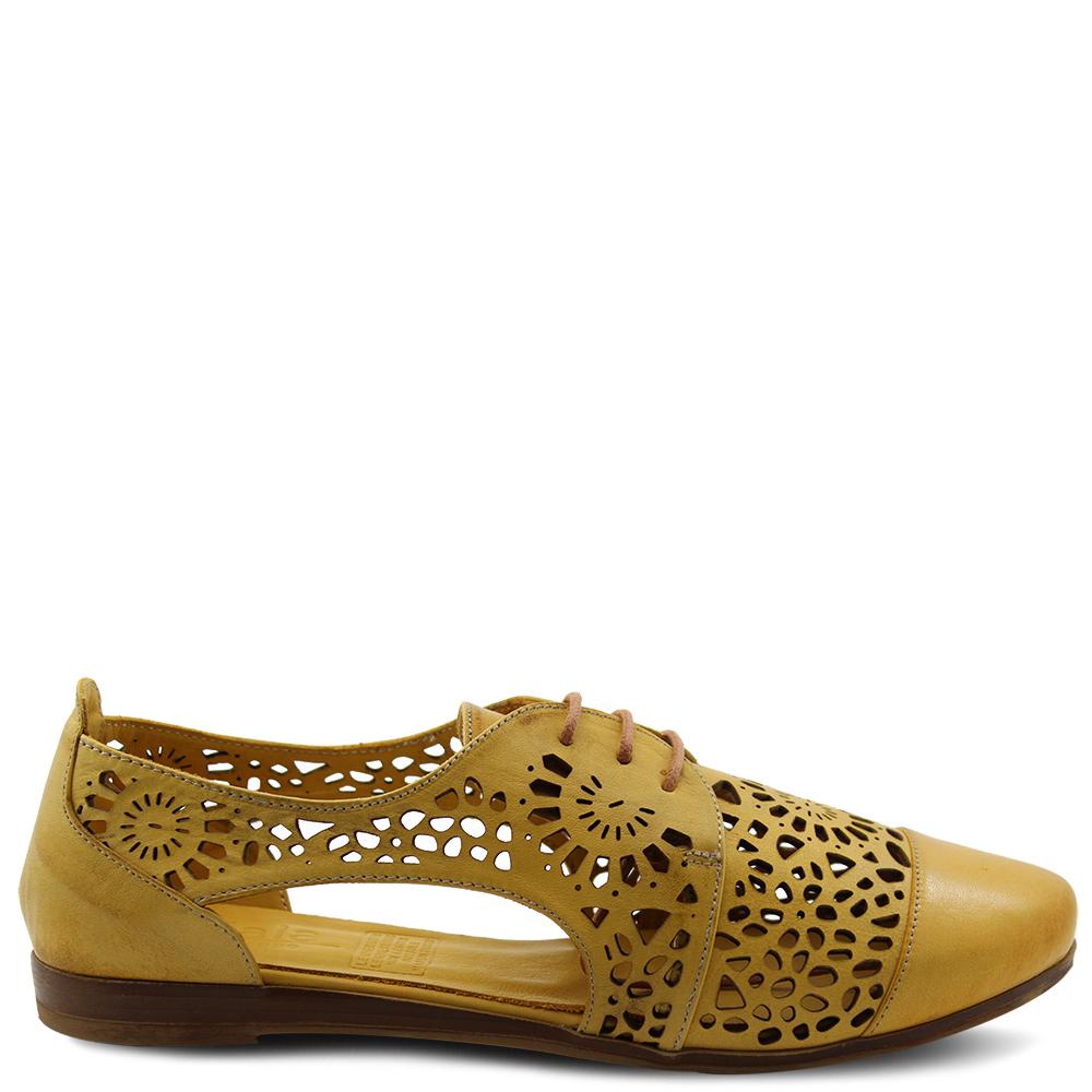 Sala Kate womens flat brogue burnt yellow