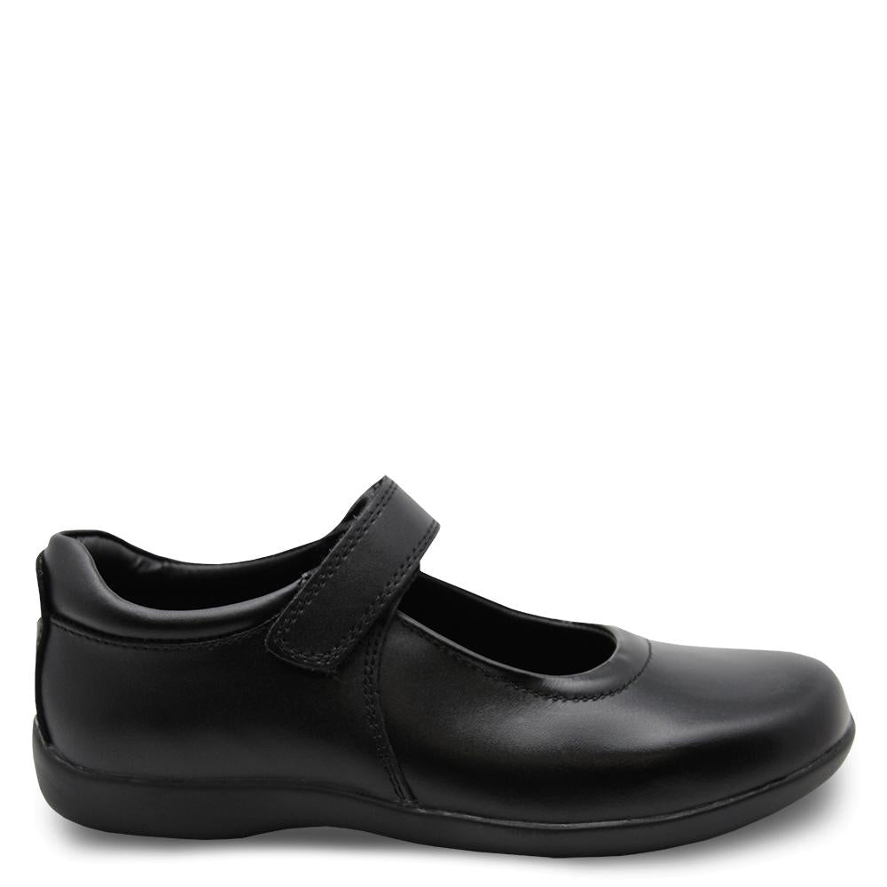 Clarks Elise velcro school shoe black
