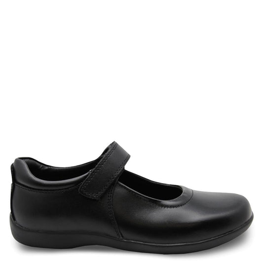 Clarks Elise velcro school shoe black