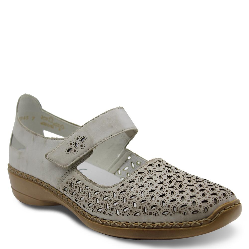 Rieker ladies 413G8 flat court shoe with laser cut detailing