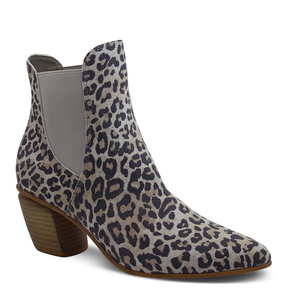 Django & Juliette Jinks Taupe Leopard Womens Boot