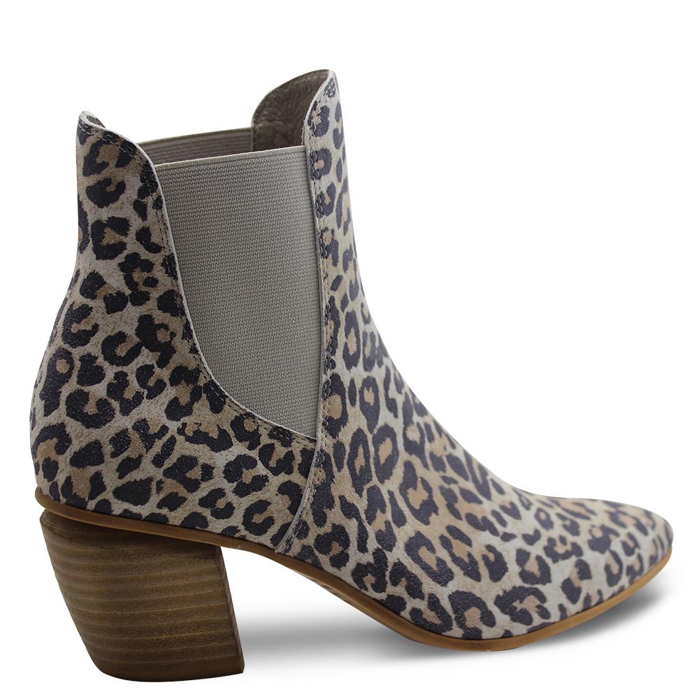 Django & Juliette Jinks Taupe Leopard Womens Boot