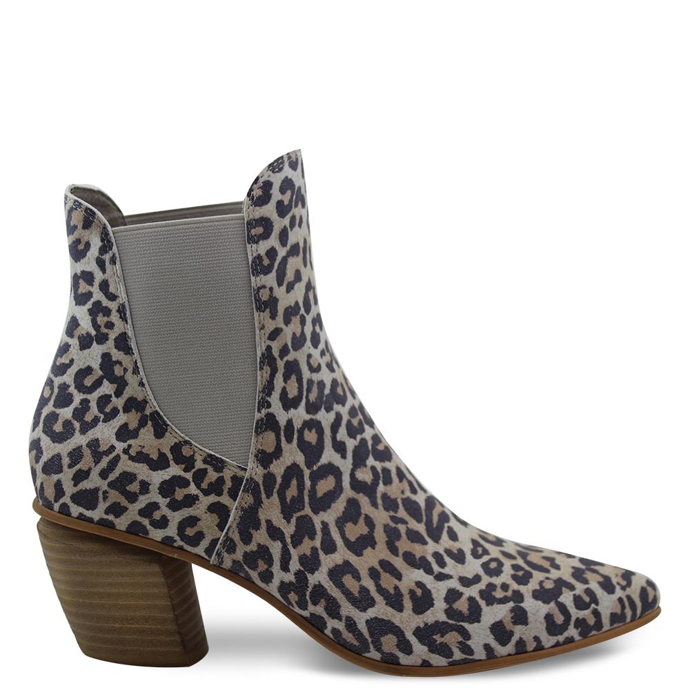 Django & Juliette Jinks Taupe Leopard Womens Boot