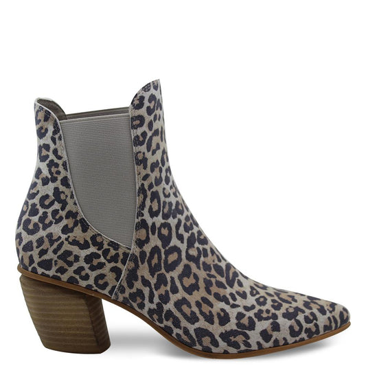 Django & Juliette Jinks Taupe Leopard Womens Boot